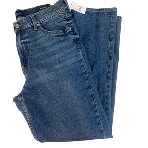 NWT $69 Gap Denim 90s Straight Jeans Womens 14/32R Medium Wash Stretch High Rise